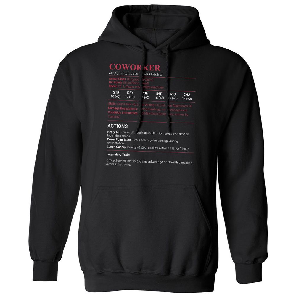 Coworker Stats Classic Unisex Hoodie - Black - 1