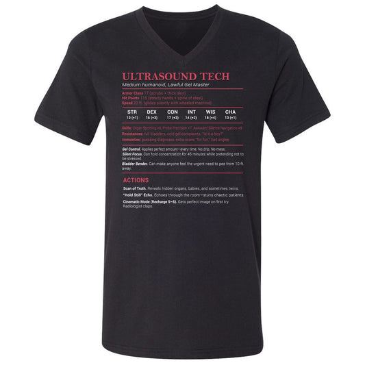 Ultrasound Tech Stats Unisex V-Neck T-Shirt - Black - 1