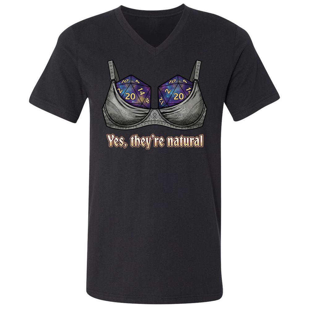 They Are Natural Nat20 Unisex V-Neck T-Shirt - Black - 1