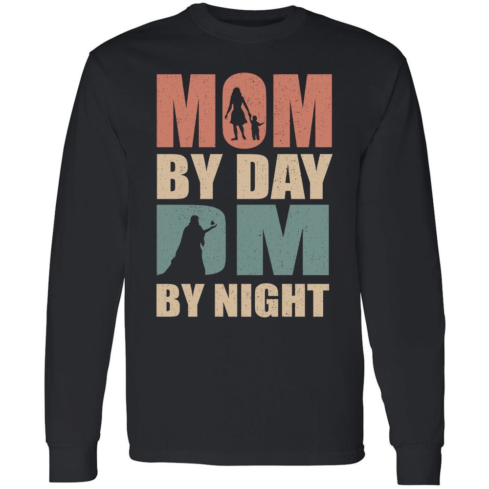 Mom By Day DM By Night Long Sleeve T-Shirt - Black - 1