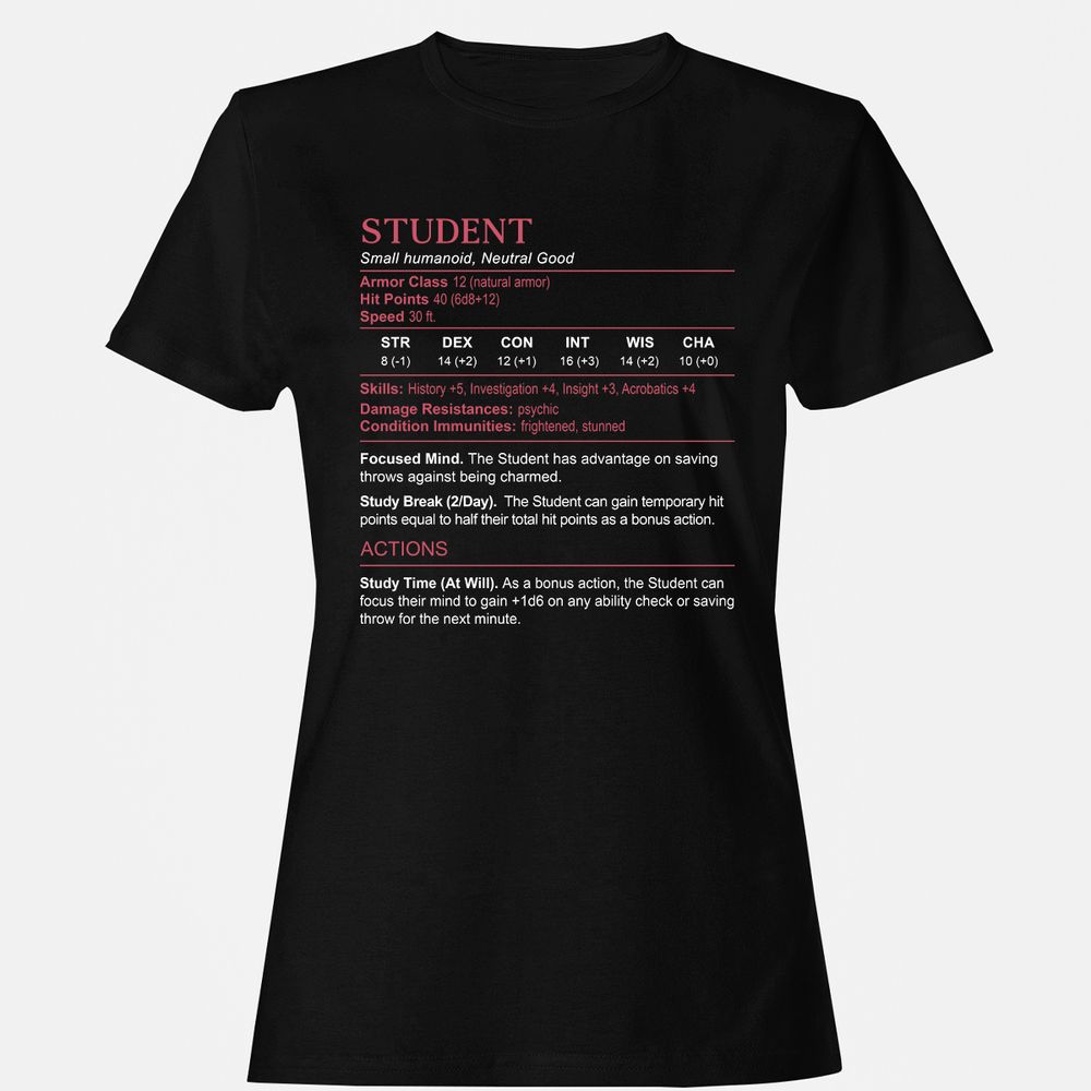 Student Stats Women's T-Shirt - Black - 1