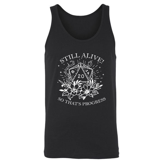 2710 Still Alive! So That’s Progress Unisex Jersey Tank - Black - 1