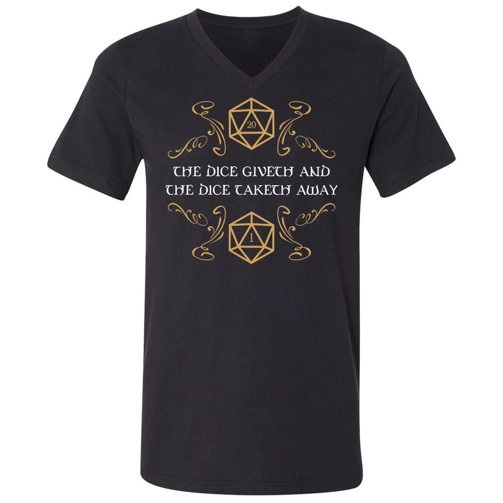 The Dice Giveth and Taketh Away Natural 20 and Critical Fail Unisex V-Neck T-Shirt - Black - 1