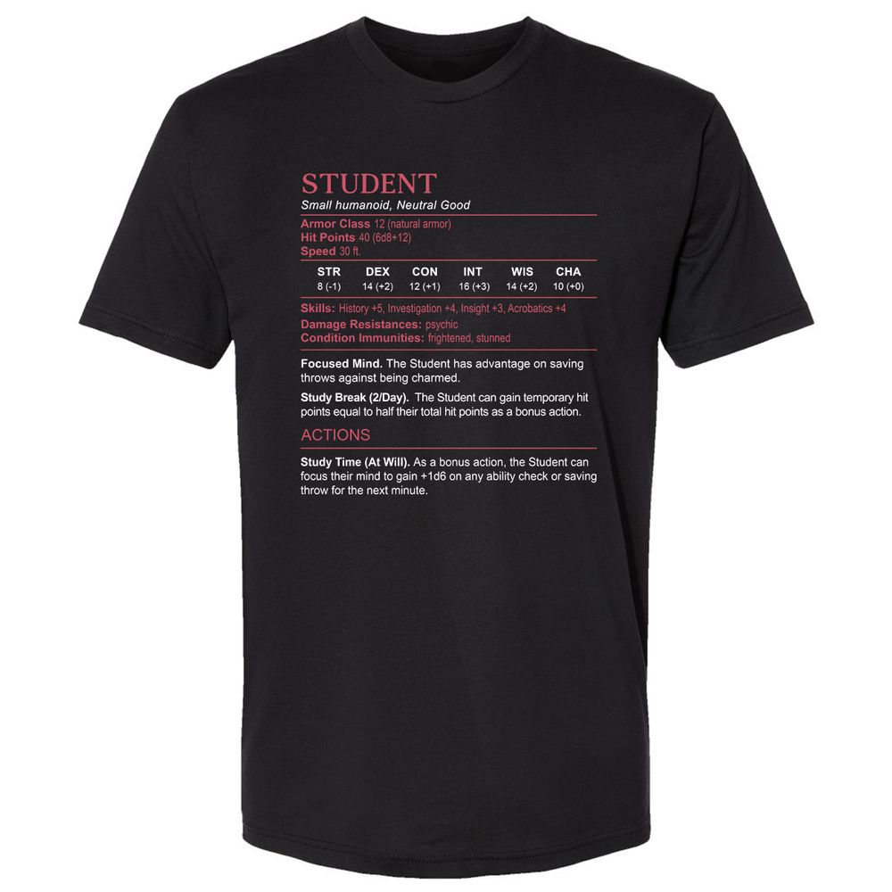 Student Stats Premium Unisex T-Shirt - Black - 1