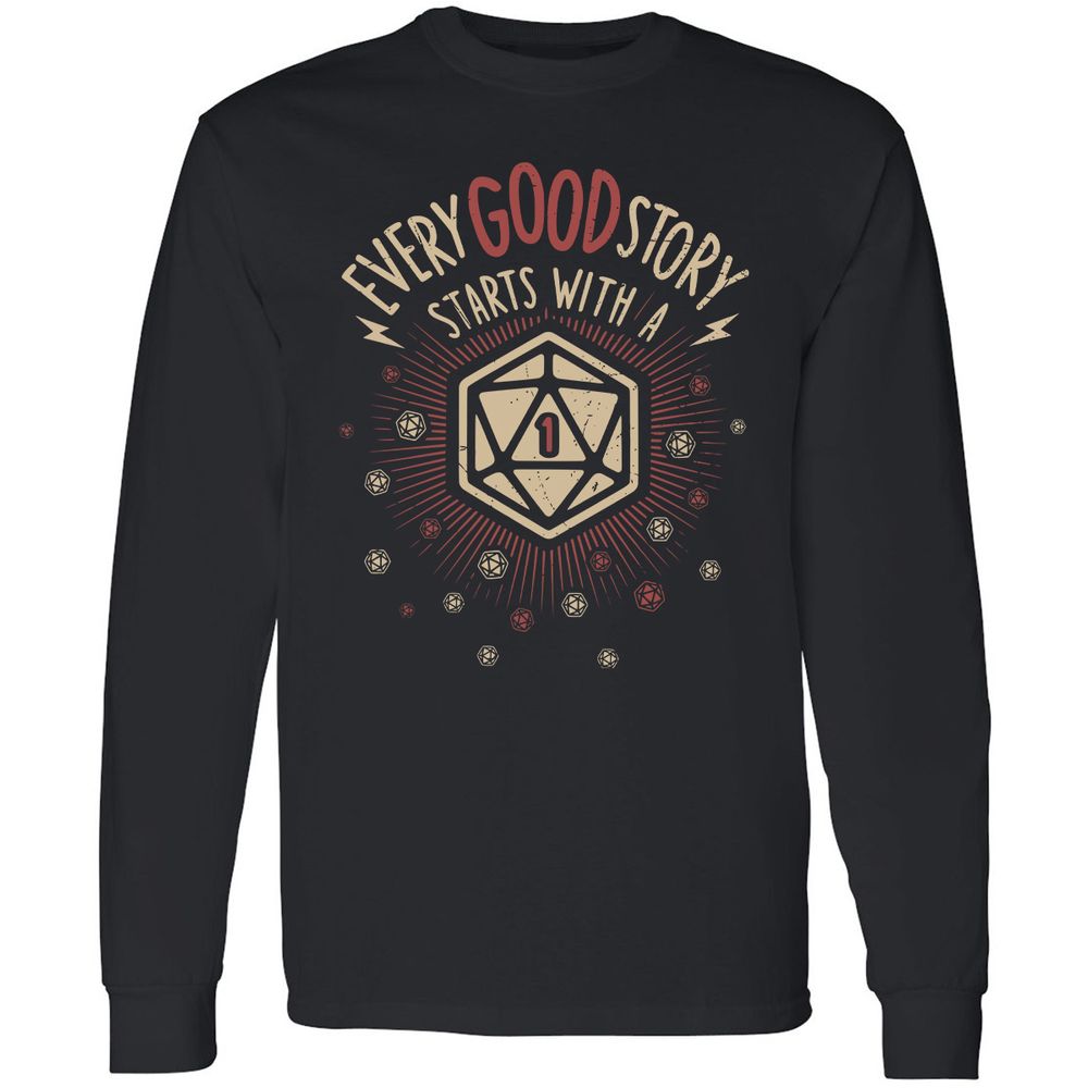 Good Story Starts With A 1 Long Sleeve T-Shirt - Black - 1