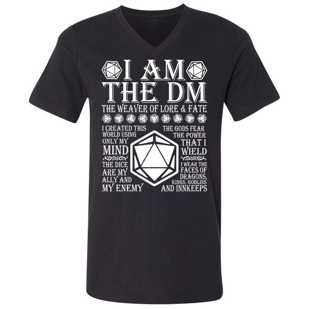 I Am The DM The Weaver Of Lore And Fate Unisex V-Neck T-Shirt - Black - 1