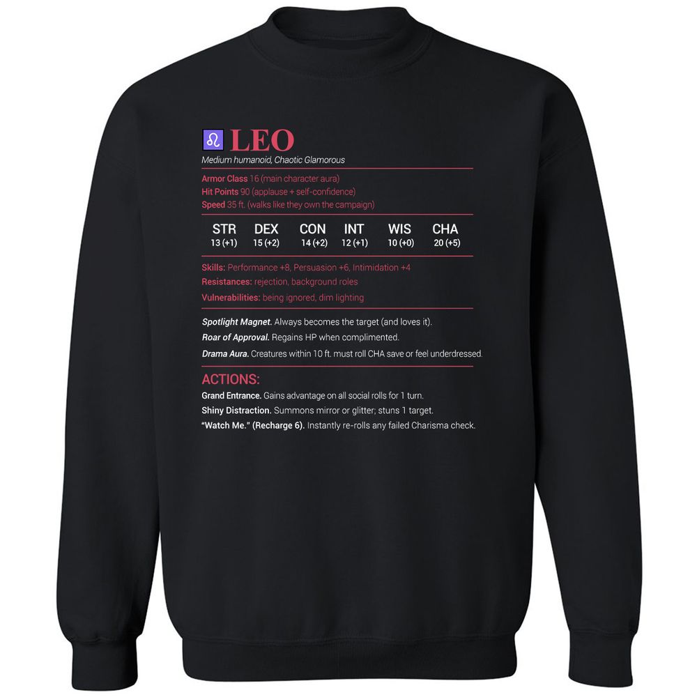Leo Stats Classic Unisex Sweatshirt - Black - 1