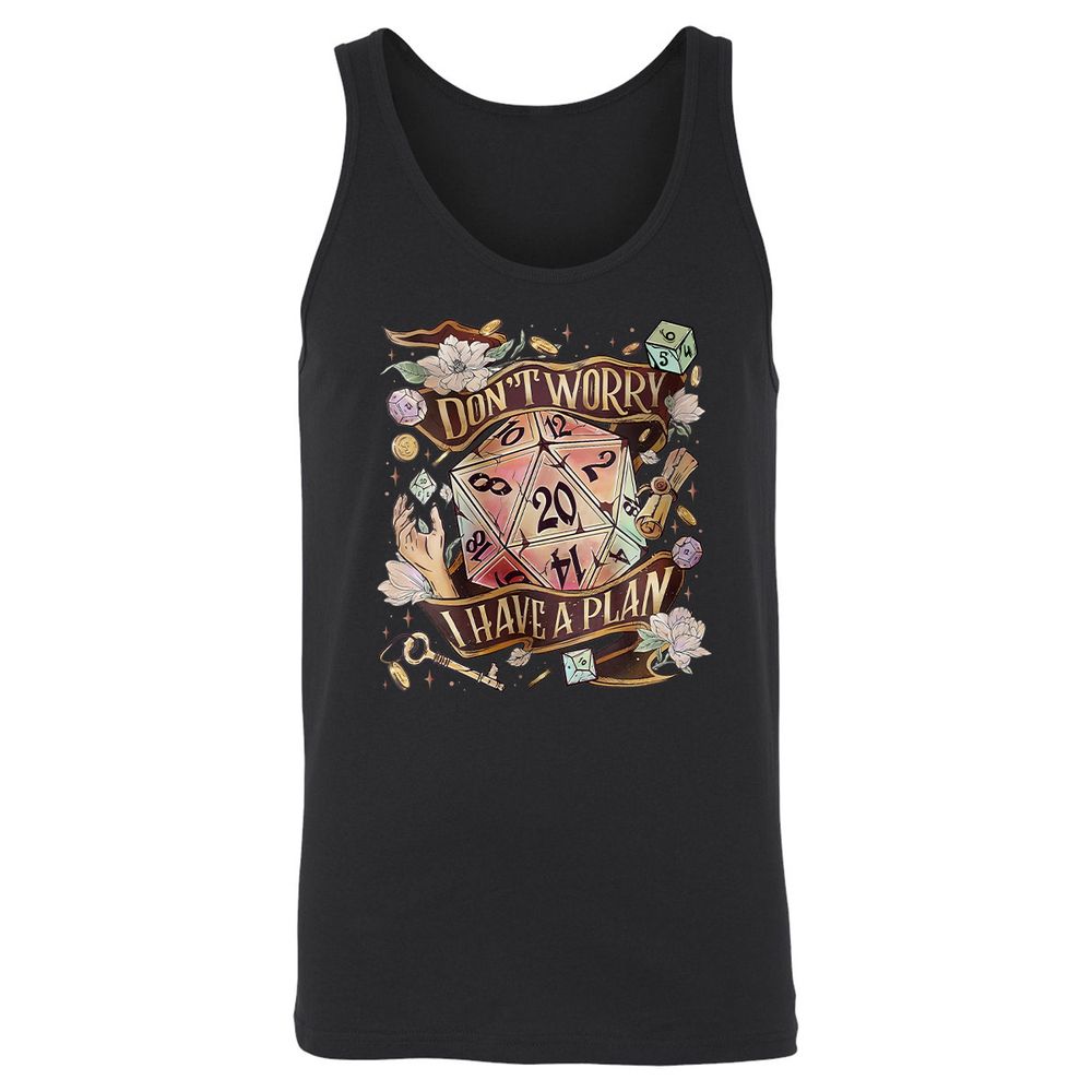 Floral Don't Worry I Have A Plan Unisex Jersey Tank - Black - 1