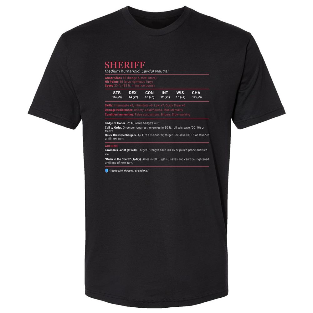 Sheriff Stats Premium Unisex T-Shirt - Black - 1