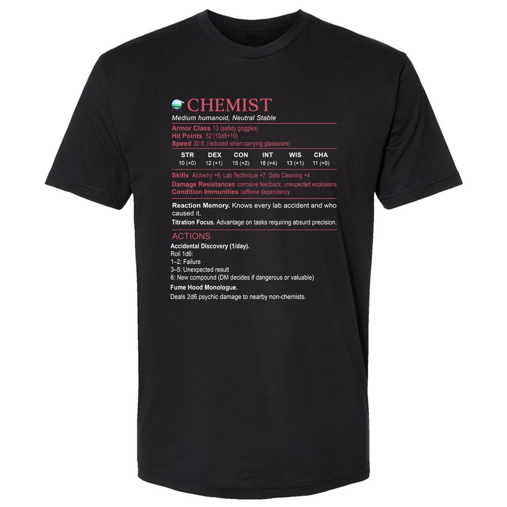 Chemist Stats Premium Unisex T-Shirt - Black - 1