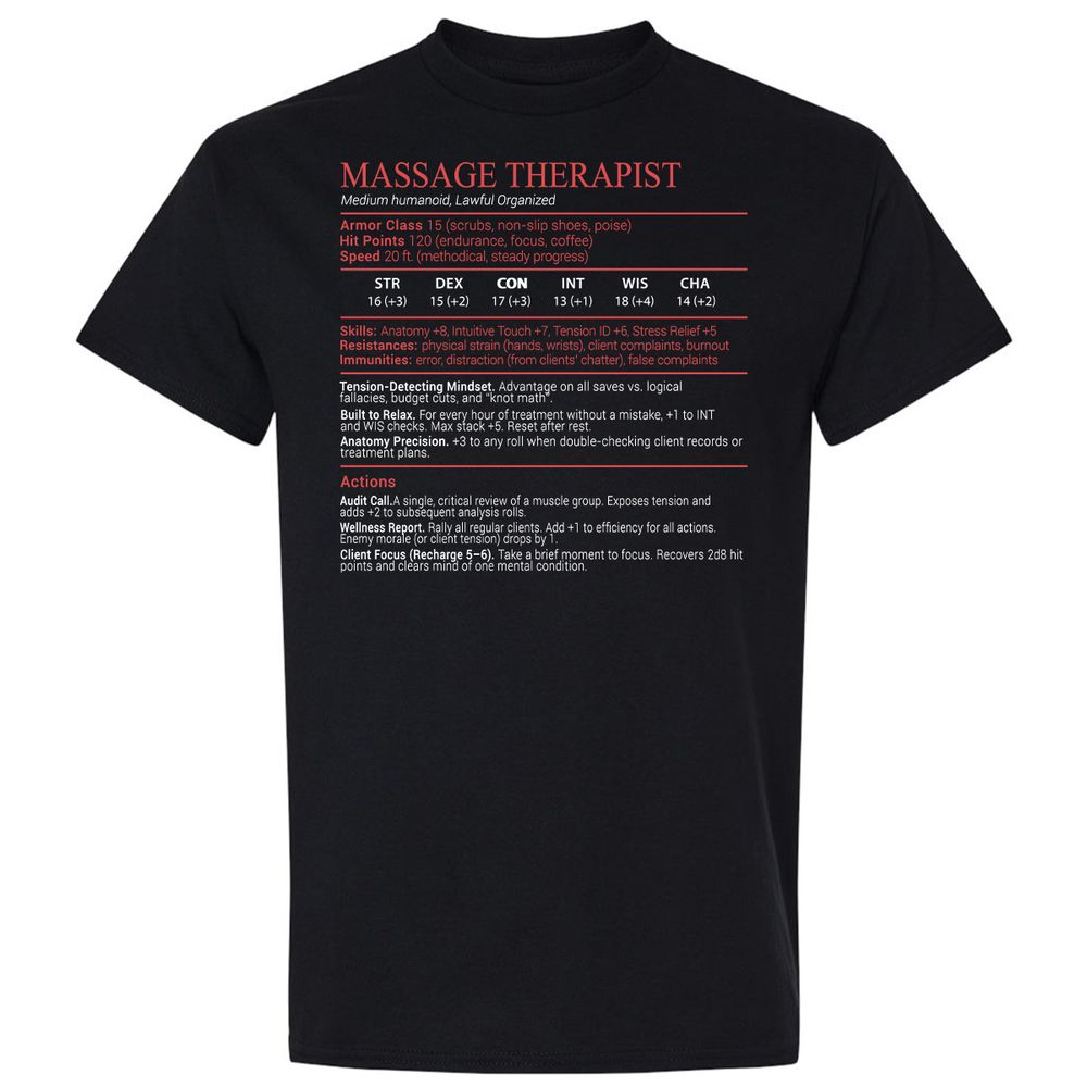 Massage Therapist Stats Block - Black - 1