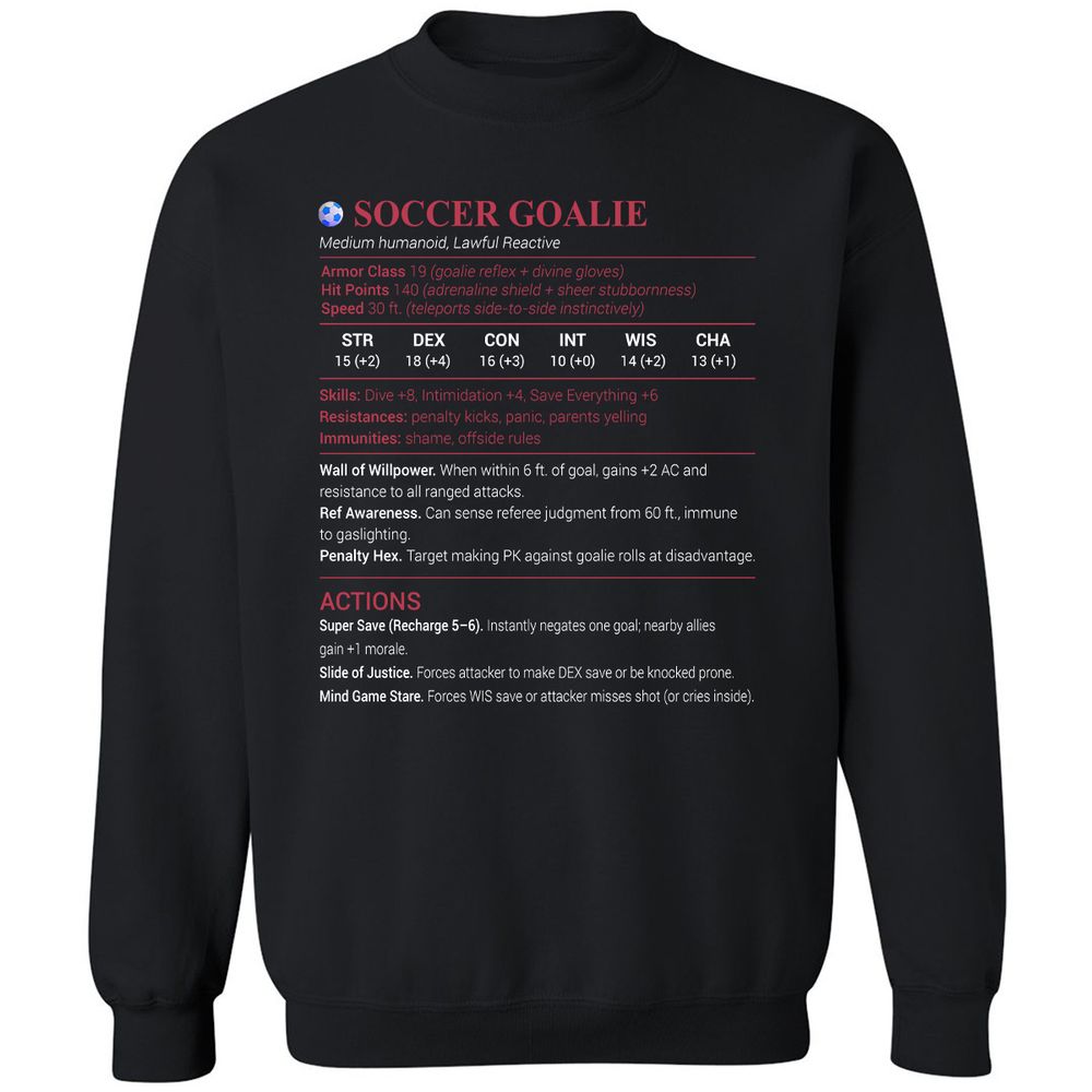 Soccer Goalie Classic Unisex Sweatshirt - Black - 1