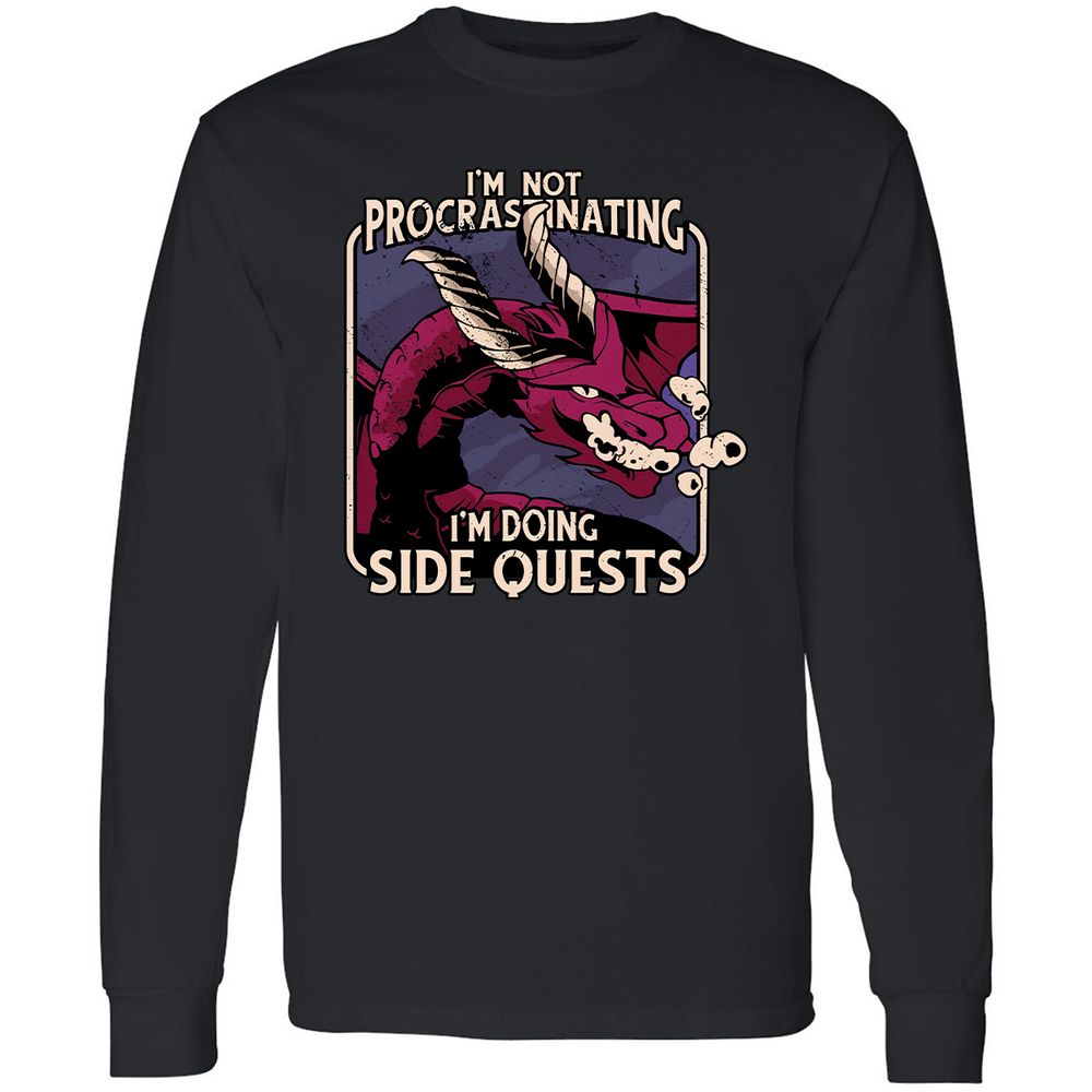Doing Side Quests Long Sleeve T-Shirt - Black - 1
