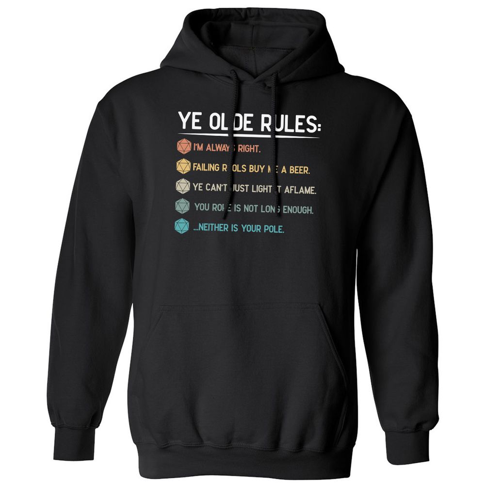 Dungeon Master Rules – Ye Olde RPG Classic Unisex Hoodie - Black - 1