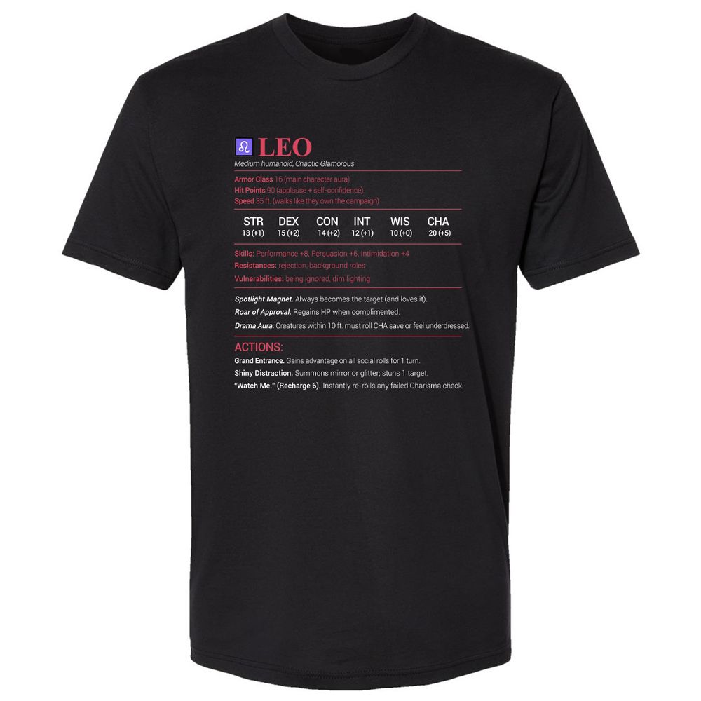 Leo Stats Premium Unisex T-Shirt - Black - 1