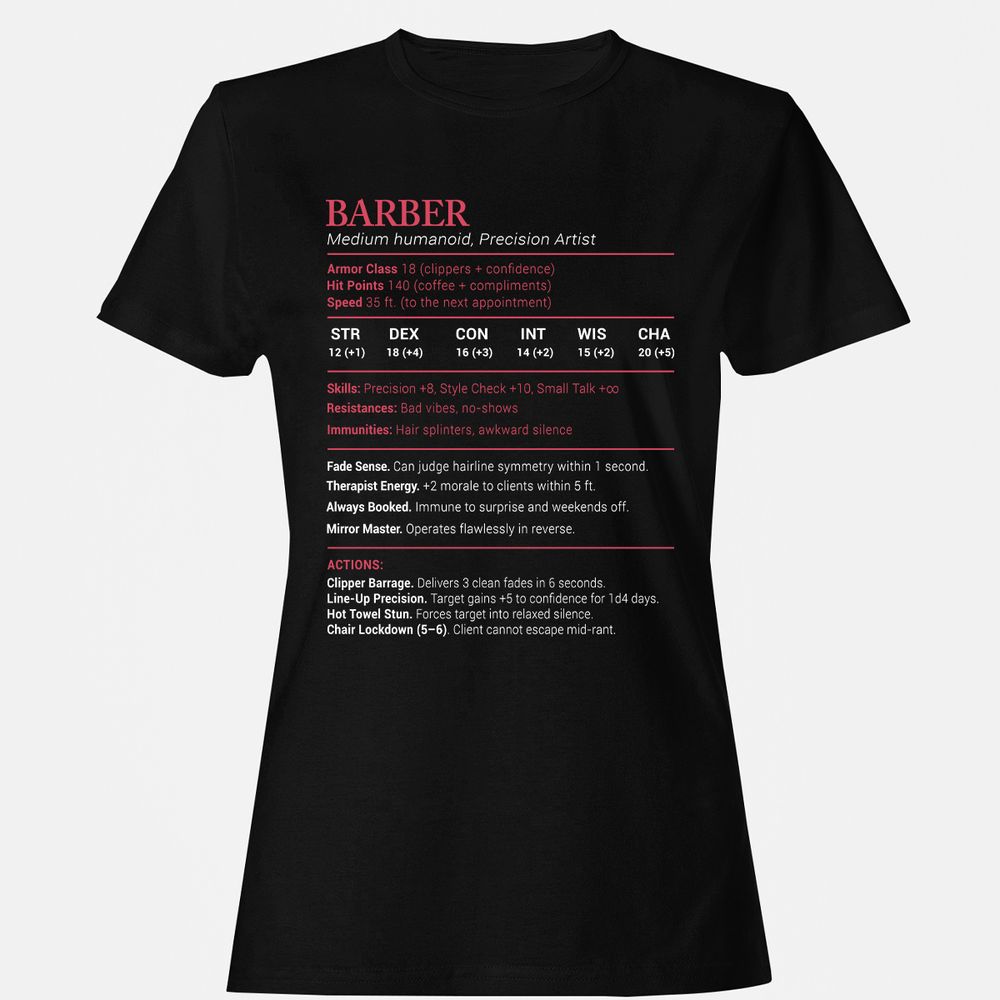 Barber Stats Women's T-Shirt - Black - 1