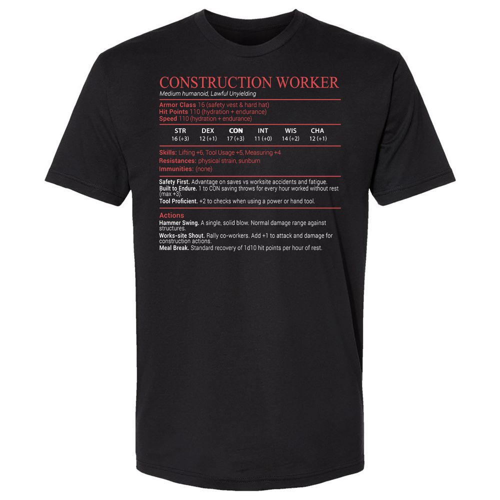 Construction Worker Stats Block - Black - 1