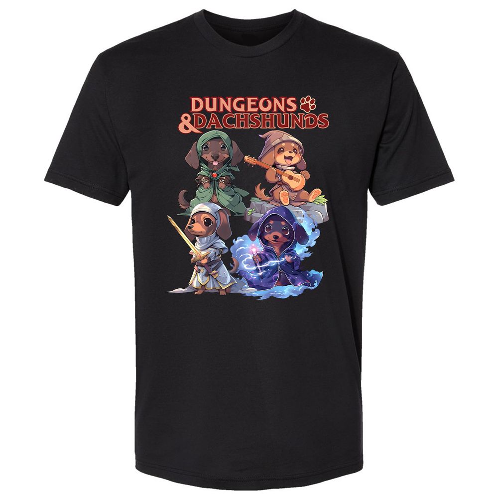 Dungeons & Dachshunds Premium Unisex T-Shirt - Black - 1