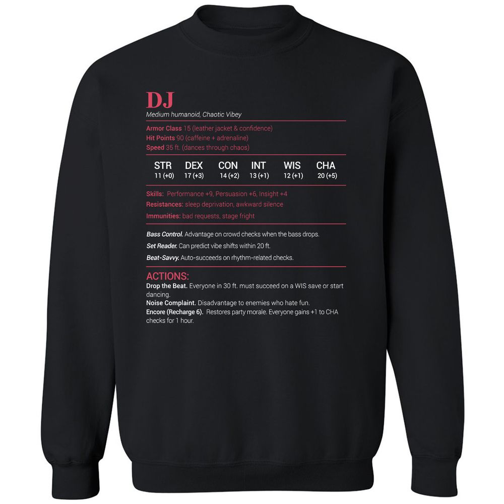 DJ Stats Classic Unisex Sweatshirt - Black - 1