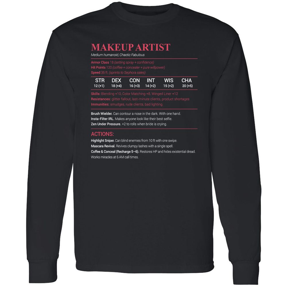 Makeup Artist Long Sleeve T-Shirt - Black - 1