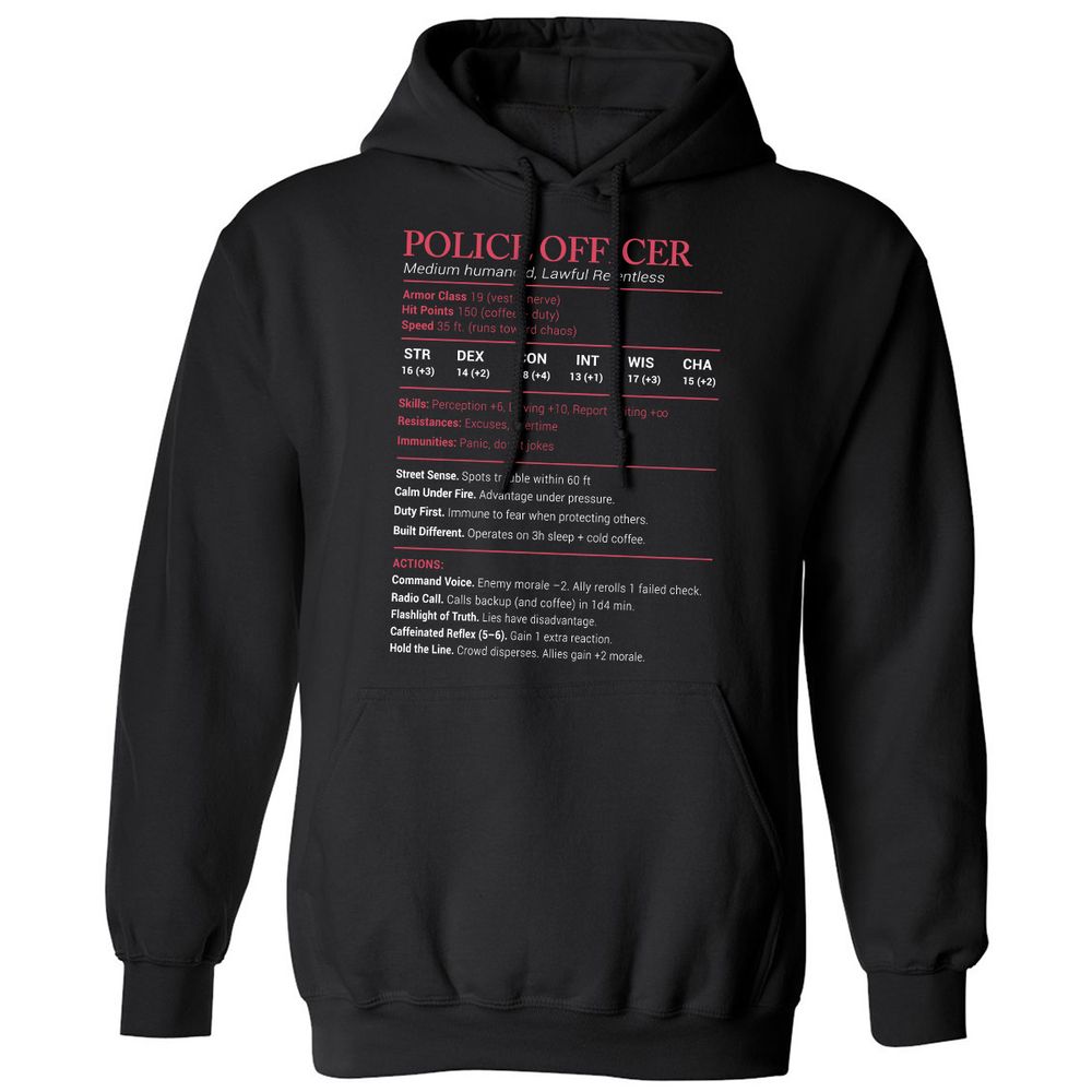 Police Officer Stats Classic Unisex Hoodie - Black - 1