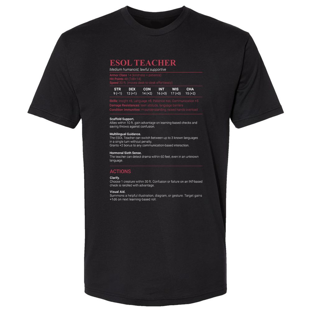 ESOL Teacher Premium Unisex T-Shirt - Black - 1