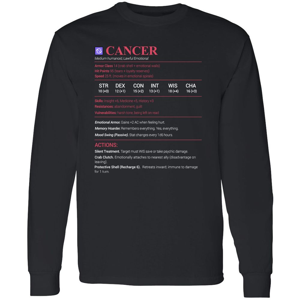 Cancer Stats Long Sleeve T-Shirt - Black - 1