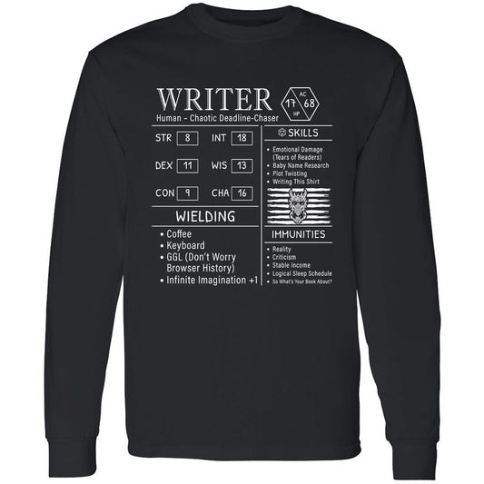 Writer Stats New Long Sleeve T-Shirt - Black - 1
