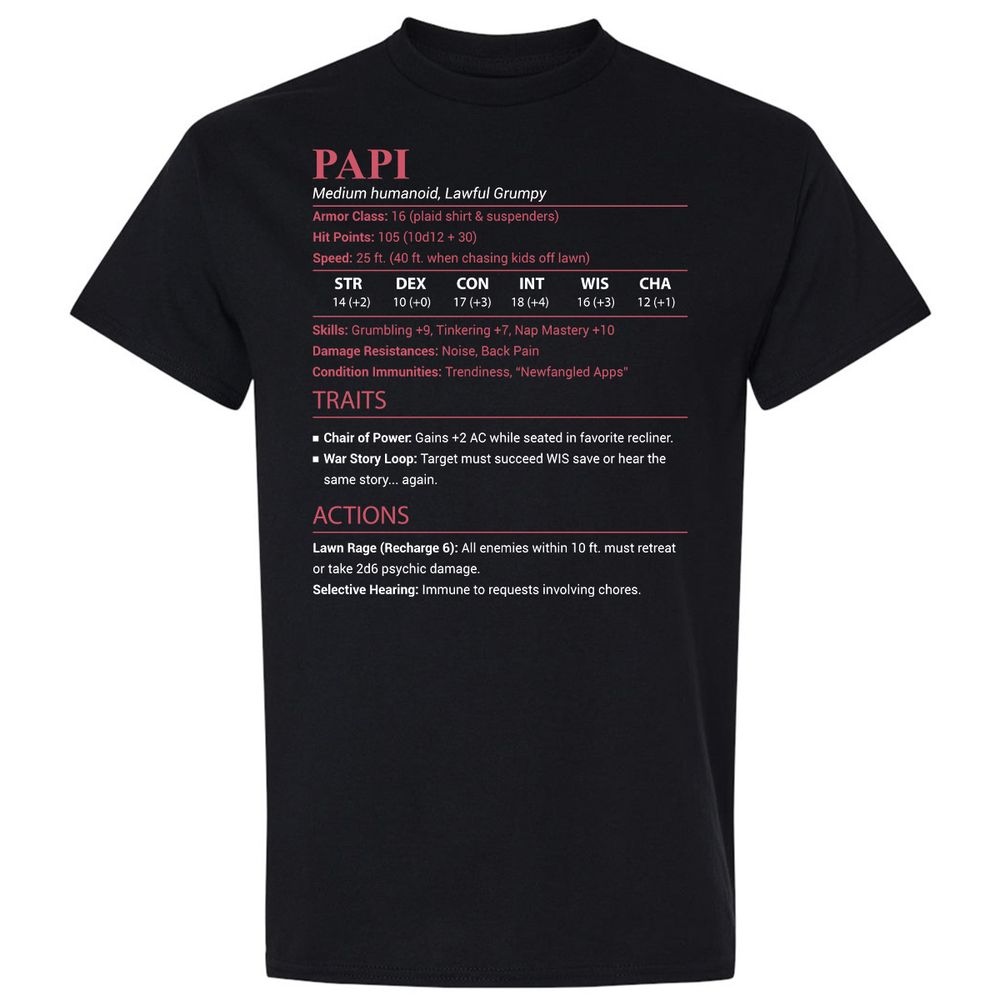 Papi Stats Classic Unisex T-Shirt - Black - 1