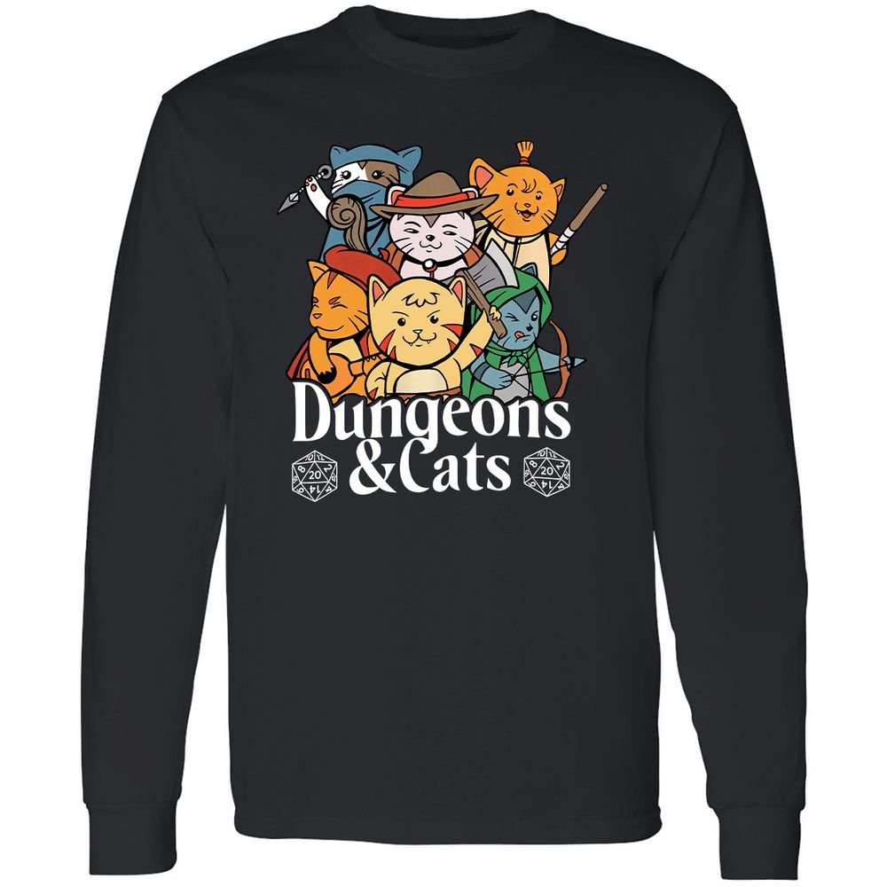 Dungeons & Cats Long Sleeve T-Shirt - Black - 1