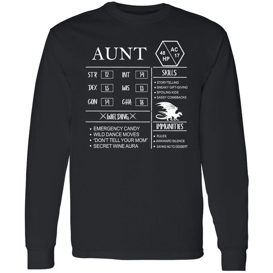Aunt Stats Long Sleeve T-Shirt - Black - 1