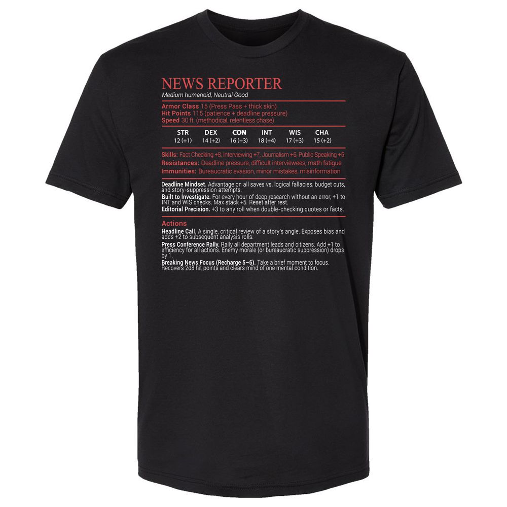 News Reporter Stats Block - Black - 1