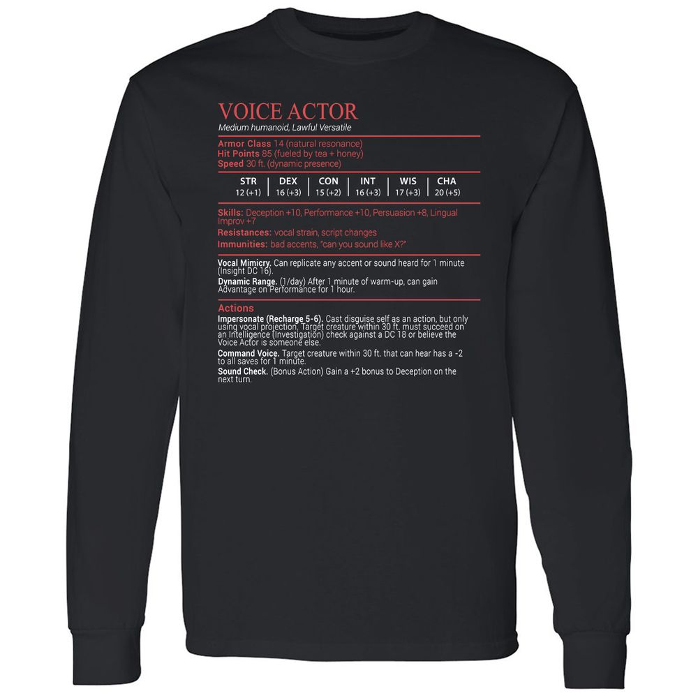 Voice Actor Stats Block - Black - 1