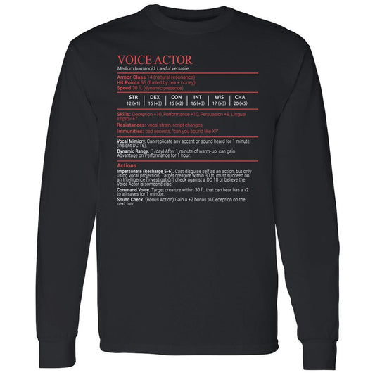Voice Actor Stats Block - Black - 1