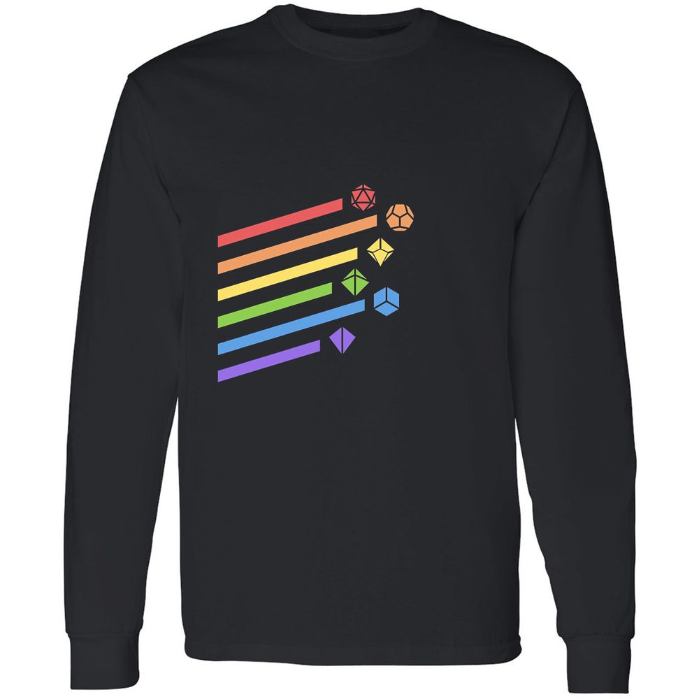 Rainbow Dice Set Long Sleeve T-Shirt - Black - 1