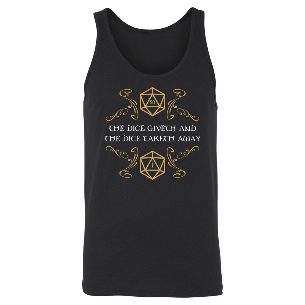 The Dice Giveth and Taketh Away Natural 20 and Critical Fail Unisex Jersey Tank - Black - 1