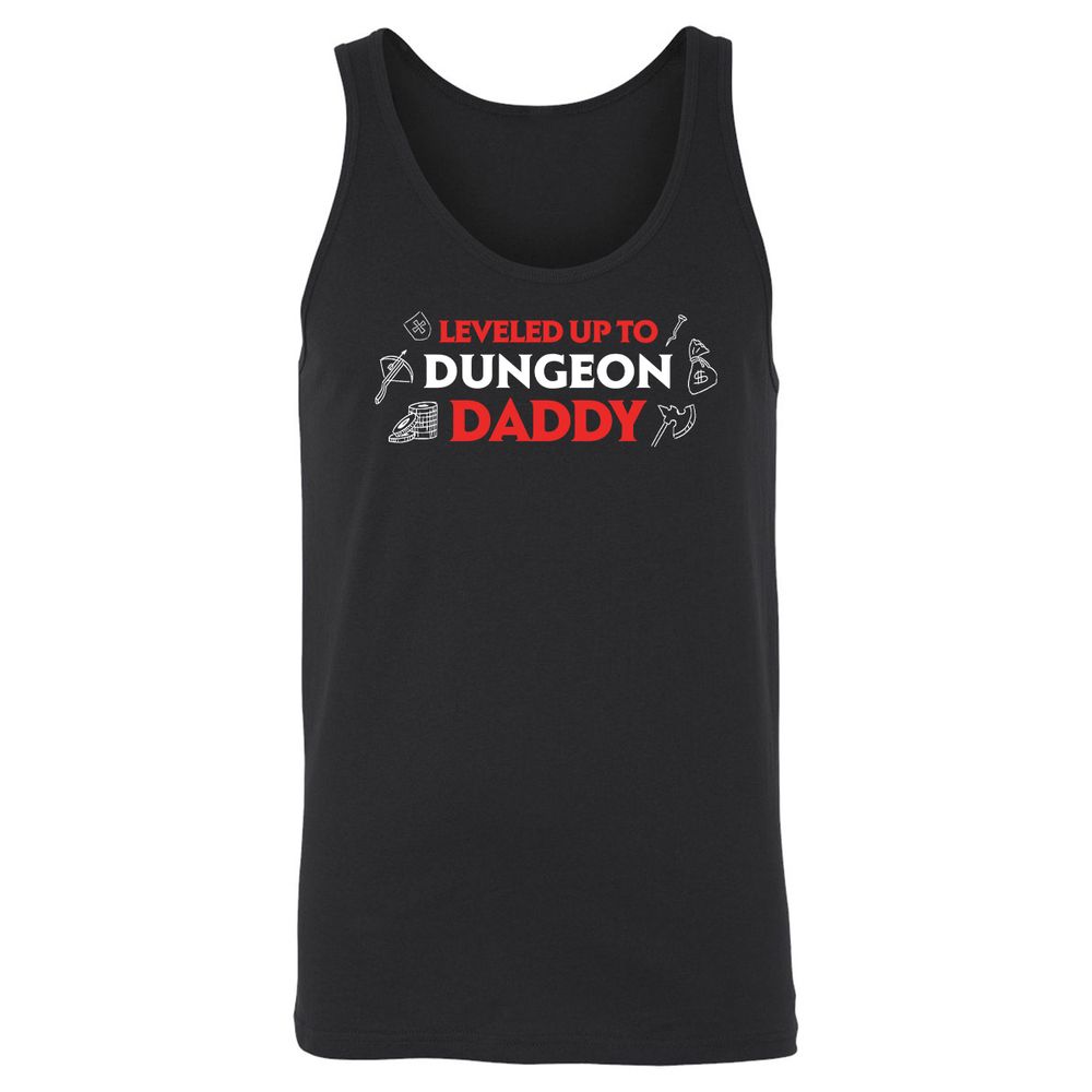 Leveled Up To Dungeon Daddy Unisex Jersey Tank - Black - 1