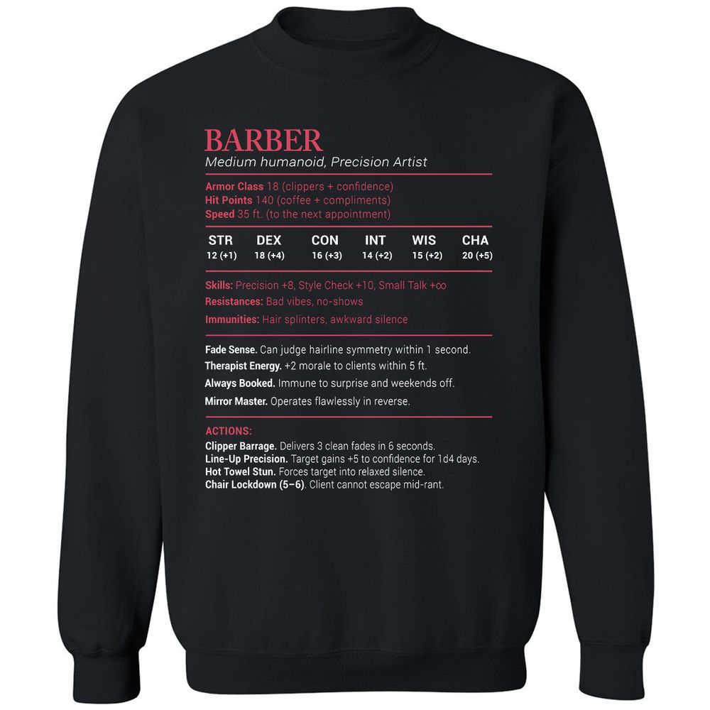 Barber Stats Classic Unisex Sweatshirt - Black - 1