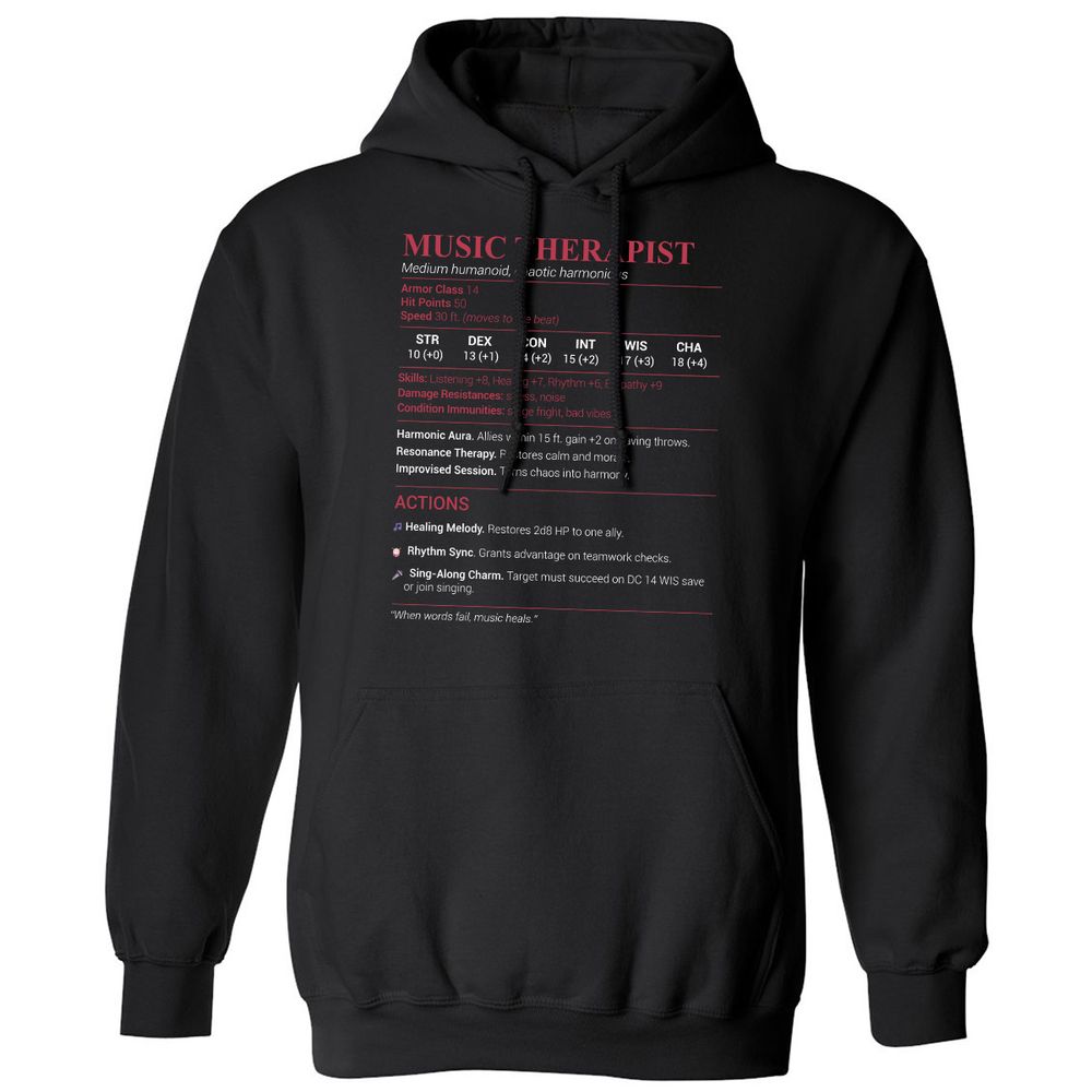 Music Therapist Classic Unisex Hoodie - Black - 1