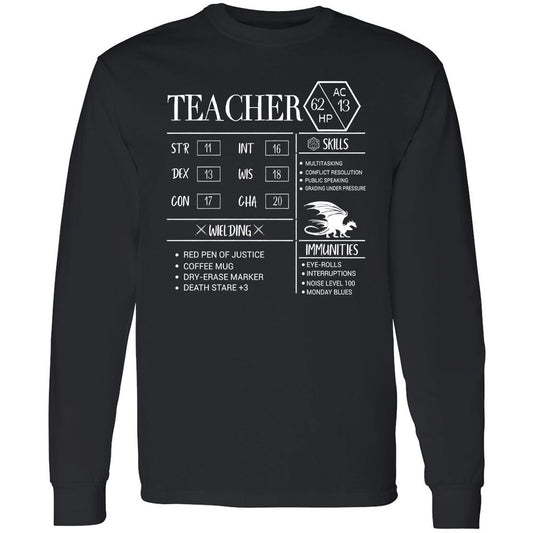 Teacher New Long Sleeve T-Shirt - Black - 1