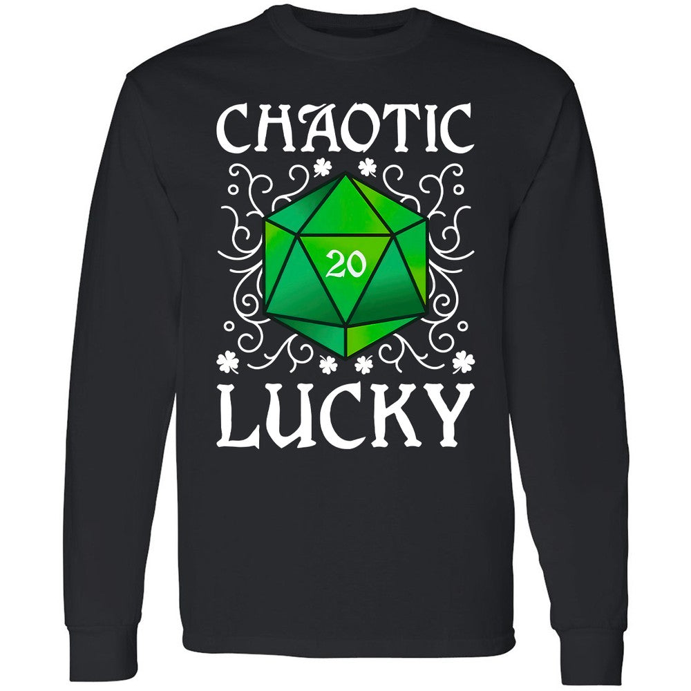 Chaotic Lucky D20 Dice Long Sleeve T-Shirt - Black - 1