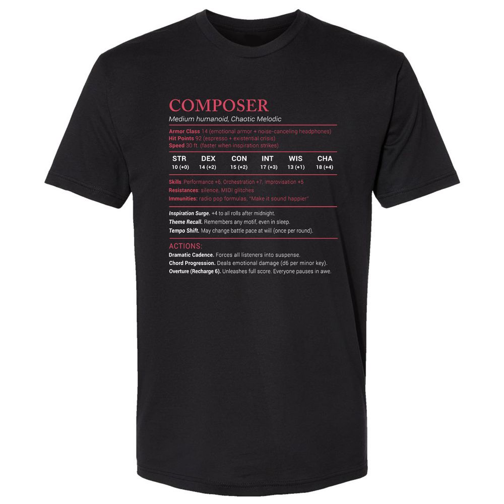 Composer Stats Premium Unisex T-Shirt - Black - 1