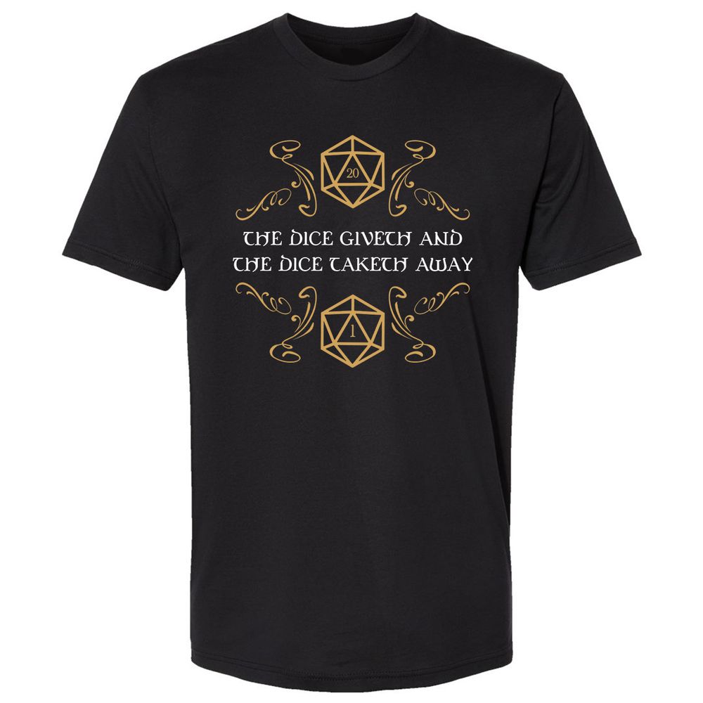 The Dice Giveth and Taketh Away Natural 20 and Critical Fail Premium Unisex T-Shirt - Black - 1
