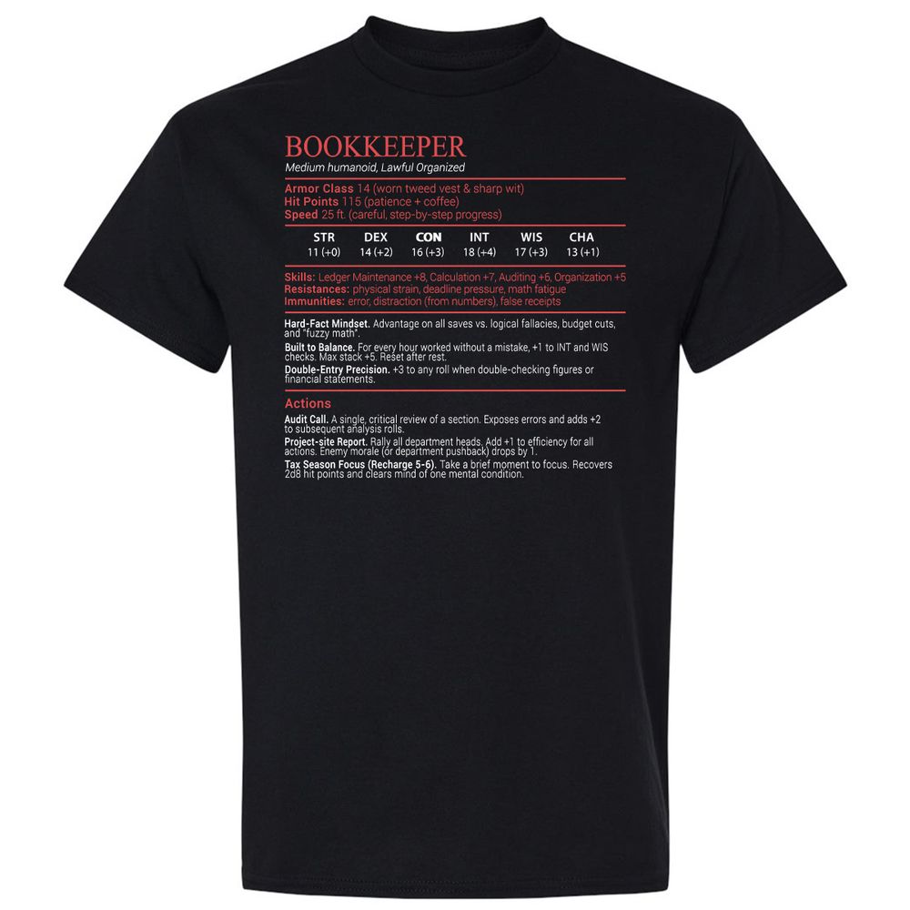 Bookkeepper Stats Block - Black - 1