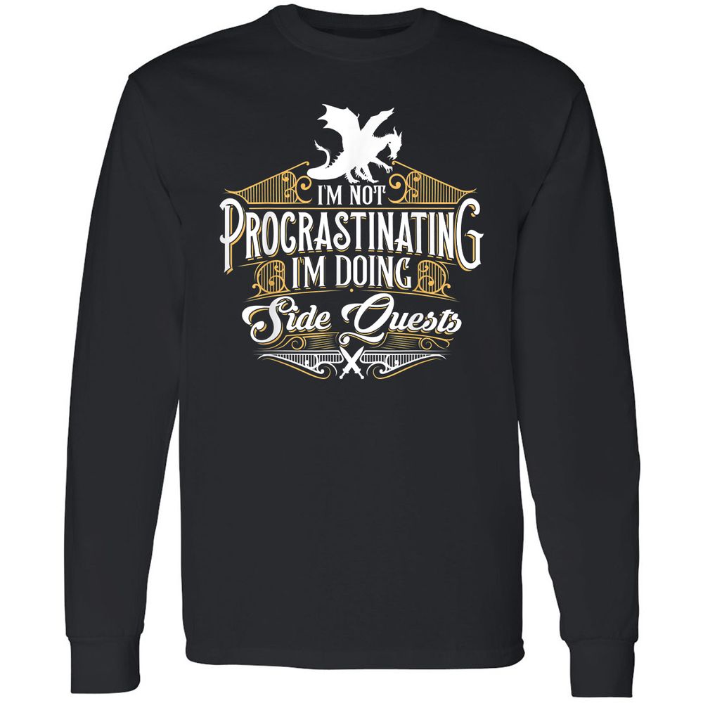 I'm Doing Side Quests Long Sleeve T-Shirt - Black - 1