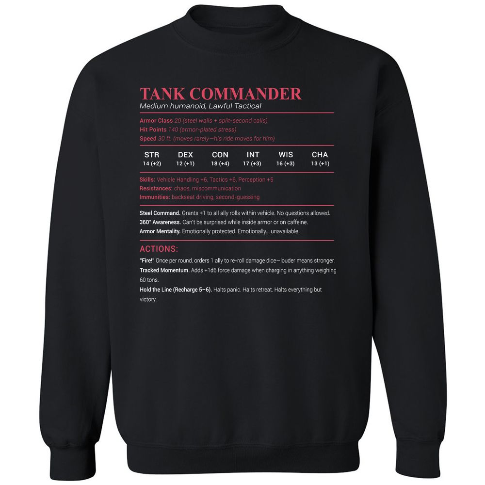 Tank Commander Classic Unisex Sweatshirt - Black - 1