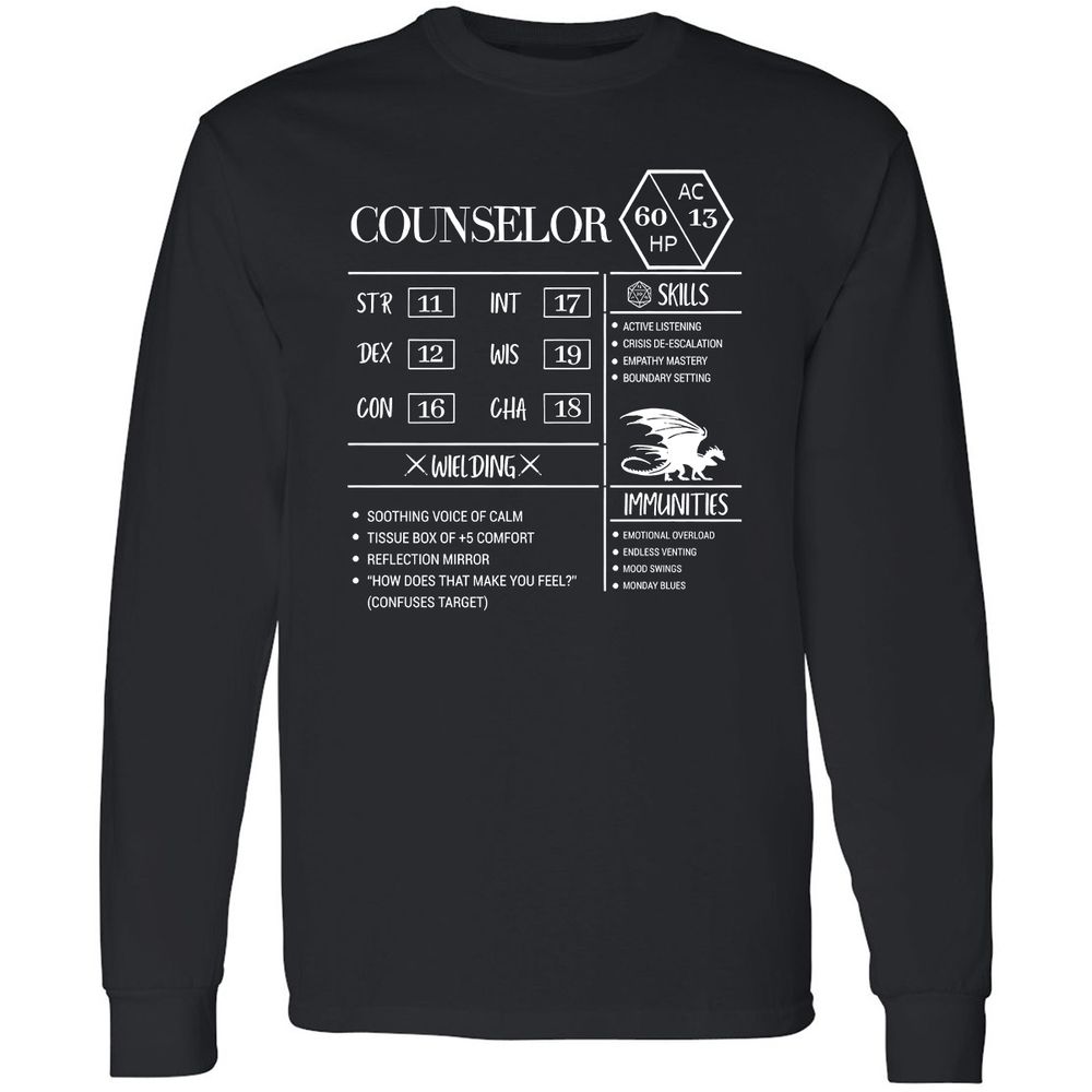 Counselor New Long Sleeve T-Shirt - Black - 1