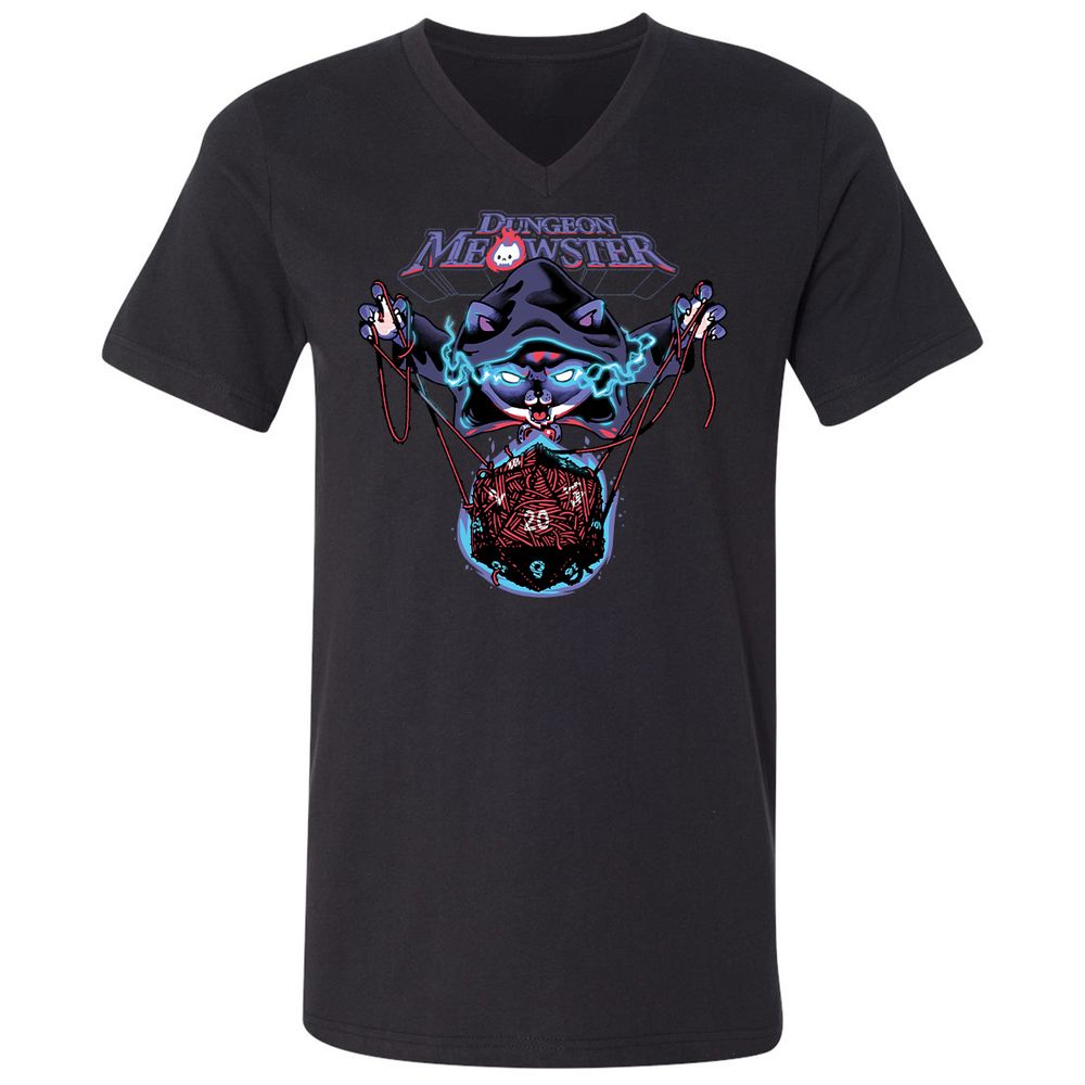 Dungeon Meowster Unisex V-Neck T-Shirt - Black - 1