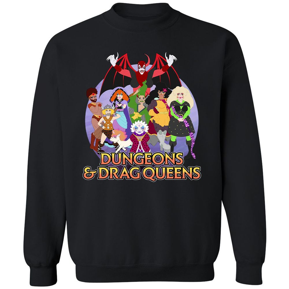 Dungeons n Drag Queens Cartoon Classic Unisex Sweatshirt - Black - 1