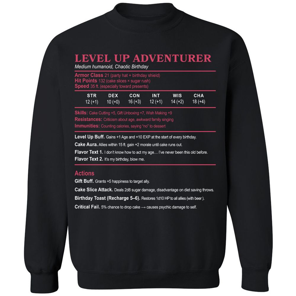 Level Up Adventurer Classic Unisex Sweatshirt - Black - 1